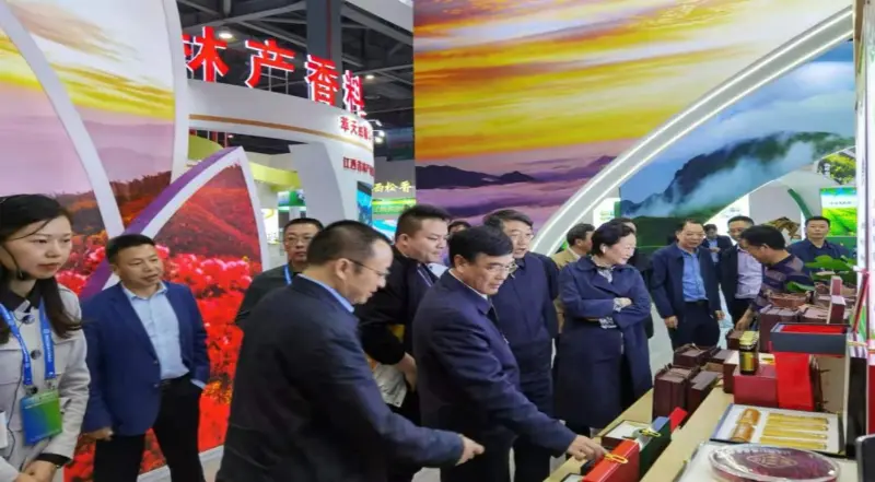 Vedoucí z Národní správy lesů a pastvin a provinčního lesnického úřadu Jiangxi kontrolují náš stánek na výstavě Provinční lesnictví